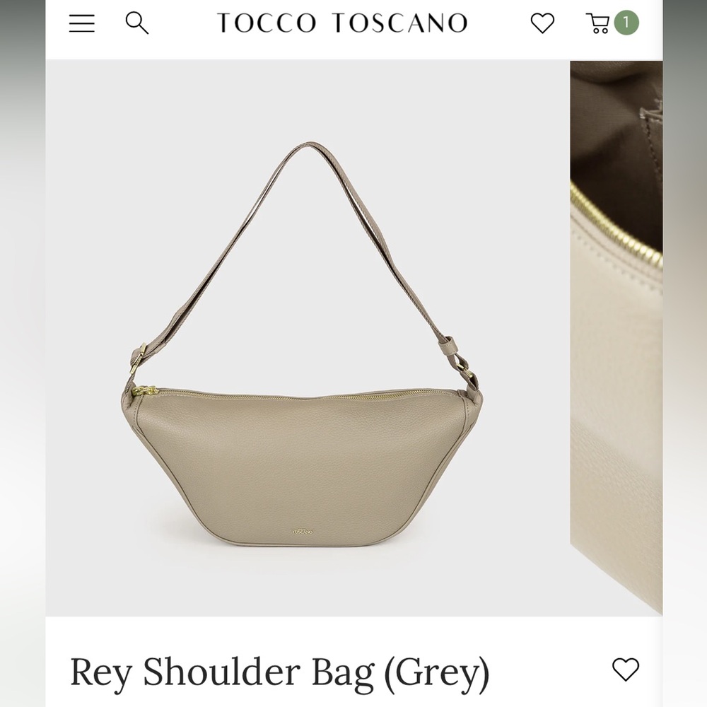 NEW - Toco Toscano Rey Medium Shoulder Bag - Taupe Beige Grey